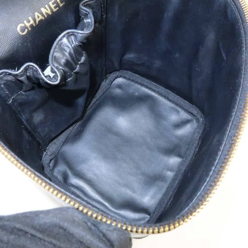 Chanel Vanity Case Lambskin Cosmetic Pouch Black